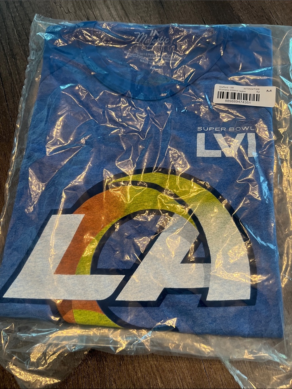 Majestic Blue LA Rainbow Logo Super Bowl Tee